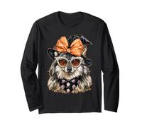 Glam Lupo con Perle Occhiali da Sole Boujee Animal Halloween Maglia a Manica