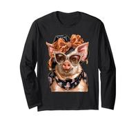 Glam Pig con Perle Occhiali da Sole Boujee Animal Halloween Maglia a Manica