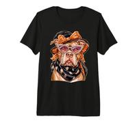 Glam Pit Bull con Occhiali da Sole Cappello da Strega Cane Boujee Halloween Maglietta Premium