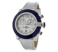 Glam Rock Women's SoBe Mood Chronograph White Dial Silver Textured Genuine Leath