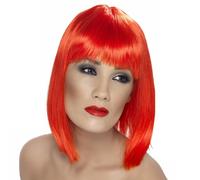 Glam Rosso Brillante Parrucca Accessorio Costume