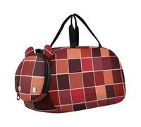 Glam Squares Borgogna Borgogna Borsone da palestra con scomparto per scarpe multifunzionale per bambini borsa da notte per viaggi, sport, borsone, weekender