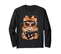 Glam Tabby Cat con Occhiali da Sole Boujee Animal Halloween Maglia a Manica