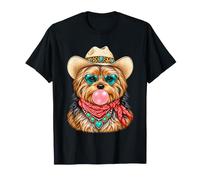 Glam Yorkshire Terrier con Cappello da Cowboy Bubblegum Western Dog Maglietta