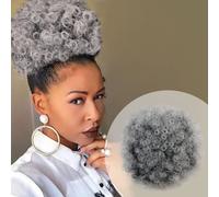 GLAM21USA Parrucca Afro Puff con Coulisse, Stile Retr , Ricci e Crespi, con Clip, Chignon, Extension per Capelli Sintetici da Donna Nera (LARGE S