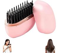 Glambrush Mini Straightener, 2-In-1 Cordless Hair Straightener Comb Rechargeable Wireless Portable Hair Straighteners Brush 3-Speed Temperature Control Anti-Scald Shell Portable Travel (Rosa)
