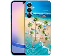 GlamCase Custodia per Samsung Galaxy A25 5G, Samsung A25 - Palm Trees Beach design stampato carino sottile ed elegante in plastica rigida a scatto custodia protettiva posteriore per Samsung A25