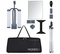 GLAMCOR Kit per la creazione di contenuti Multimedia X | Kit di illuminazione LED portatile deluxe con supporto per smartphone e tablet, supporto per fotocamera e specchio