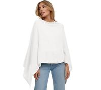 Glamexx24 Poncho da donna a maglia, tinta unita, lavorato a maglia fine, XXL, maglione a tracolla, eleganza stile e comfort per la primavera e l'autunno Made in Italy, bianco, S / M