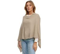 Glamexx24 Poncho da donna a maglia, tinta unita, lavorato a maglia fine, XXL, maglione a tracolla, eleganza stile e comfort per la primavera e l'autunno Made in Italy, beige., Large-X-Large