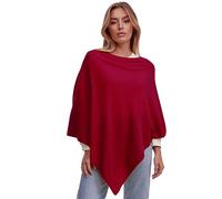 Glamexx24, poncho da donna in maglia, tinta unita, cappotto in maglina fine XXL, pullover, sciarpa a tracolla, eleganza, stile e comfort per primavera e autunno, Made in Italy