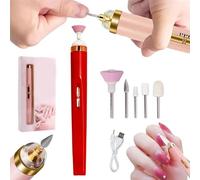 Glamics Nail Set - 5 In 1 Glamics Electric Nail Manicure Set,Glamics Electric Professional Manicure Nail Machine,Cordless Electric Nail File Set,Nail Drill for Nails Dead Skin Calluses (Red)