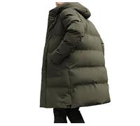 Glamidea Giacca a Cappuccio da Uomo Caldo Mantello in Piumino Monocromatico a Maniche Lunghe Giacca Trapuntata Lunga Invernale Parka Antivento con Bottoni e Cordoni Casual Larga con Tasche