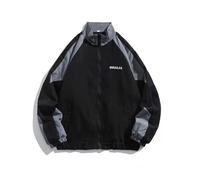 Glamidea Giacca Bomber da Uomo con Cerniera e Collo Montante Giacca College Sportiva Ampia Elegante Leggera da Estate Hip Hop Manica Lunga Baseball Y2K per il Tempo Libero Streetwear