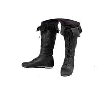 Glamidea Stivali da Uomo Medievali con Lacci Monocromatici Western Tacco a Blocco in Stile Rinascimento Steampunk Mezza Altezza Moda Piatti da Cavaliere e Comodi per il Tempo Libero