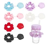 Glamifyr 6 pezzi Cap Scrunchie Fascia per capelli per drink Cover,KO Drop Protection Braccialetto, copertura per bevande antispike con foro per cannuccia, riutilizzabile Anti Spike Drink Covers