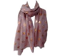 GlamLondon - Sciarpa con stelle in lamina di oro rosa glitterata con stampa a stella anticata, da donna, per feste e matrimoni Rosa antico. L