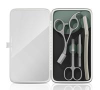 Glamne Kit per rifinitore per sopracciglia, forbici e pinzette con rasoio per il viso, set per la toelettatura con specchio e custodie da viaggio