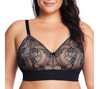 Glamorise Donna Plus Size Luxe Pizzo Bralette Wirefree #7012, Nero, 4D (Taglia Produttore: 36D)