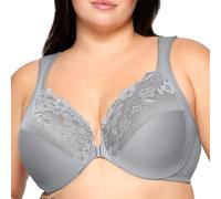 Glamorise Front-Close Cotton Wonderwire Underwire #1241 Reggiseno con Scollatura a V, Opaque, Argento, 9D Donna