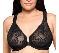 Glamorise Lacey T-Back Wonderwire Bra Underwire 9246 Reggiseno Altamente Coprente, Opaque, Nero Tinta Unita, 3G Donna