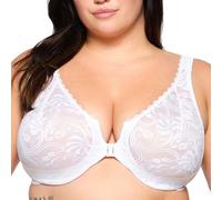 Glamorise Wonderwire Lace Front-Closure Underwire #9245 Reggiseno, Opaque, Bianco, 105C (Taglia Produttore: 46C) Donna