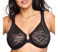 Glamorise Wonderwire Lace Front-Closure Underwire #9245, Reggiseno a Coppa Piena Donna, Nero, 6C