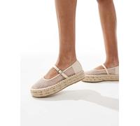 Glamorous - Espadrilles stile Mary Jane in rete color crema-Bianco 38
