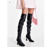 Glamorous Over The Knee Tacco Stivale IN Nero (f343)