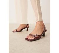 Glamorous - Sandali con tacco e fibbie bordeaux di vernice-Rosso 36