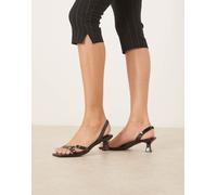 Glamorous - Sandali con tacco e fibbie neri in vernice-Nero 39