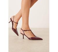 Glamorous - Scarpe a punta con tacco e cinturino posteriori verniciate color bordeaux-Rosso 40