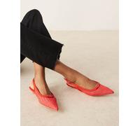 Glamorous - Scarpe con tacco basso in rafia rossa con cinturino sul retro-Rosso 39