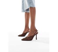 Glamorous - Scarpe con tacco e con cinturino posteriore marroni intrecciate-Marrone 40