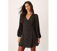 Glamorous - Vestito corto anni '70 a fiori multicolore con maniche a sbuffo e scollo a V 44