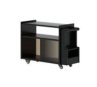 Glamour Haven Tavolino laterale multifunzionale Carrello portaoggetti for divano con ruote, tavolino laterale for la casa Tavolino salvaspazio per piccoli soggiorni(Black)
