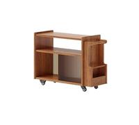 Glamour Haven Tavolino laterale multifunzionale Carrello portaoggetti for divano con ruote, tavolino laterale for la casa Tavolino salvaspazio per piccoli soggiorni(Natural)