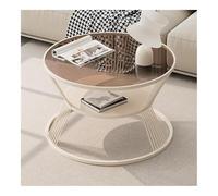 Glamour Haven Tavolino laterale multifunzionale Tavolino da caffè rotondo moderno con piedistallo for soggiorno, letto, divano Tavolino salvaspazio per piccoli soggiorni(White,17.7 * 27.5inch)