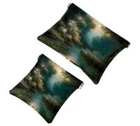 Glamour senza sforzo: bellissimo paesaggio sotto la luna 14 borsa per il trucco impermeabile - custodia portatile per le donne, Multicolore, A：7.1x5.8in/18x14.8cm，B:4.7x4.5in/12x11.5cm