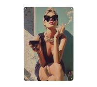 Glamour Woman Confidently On Toilet Metal Signs Tin Wall Art Decor per bagno WC Fattoria Toilette Toilette Cortile 20x30 cm