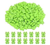 GlamRays 100 mini rana in plastica verde, piccole sculture di rana, piccola rana per nascondere il giardino delle fate, in miniatura, decorazione per la casa, decorazione per la festa