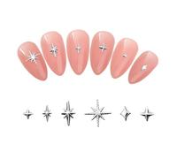 GlamRays 1000 ciondoli a forma di stella argentata, in metallo, a forma di stella, per nail art, accessori per unghie in acrilico (argento)