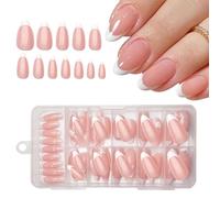 GlamRays 120 pezzi French Tip Press on Nails Medio Mandorla False Nails Bianco French Tips Nails Press on with Design lucido copertura completa in acrilico dolce unghie artificiali