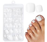 GlamRays 168 pezzi Press on Dieci unghie finte da donna con etichette adesive adesive bianche finte, pronte sulle unghie, dieci unghie finte in silicone, punte corte quadrate