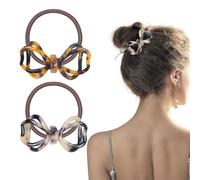 GlamRays 2 fasce per capelli tortoise con bottoni, elastiche, per acconciature, per donne e ragazze