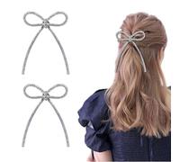 GlamRays 2 fermagli per capelli con strass, in argento, per donne e balli di cristallo, decorazione per capelli, nodi, anatre e becco (AB)