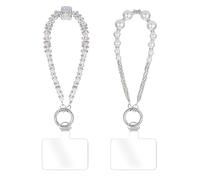 GlamRays 2 Pezzi Braccialetto per Telefono con Perline Charm Rimovibile con Scheda di Sicurezza, Braccialetto a Mani Libere