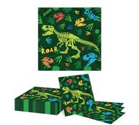 GlamRays 20 Pezzi Tovaglioli Dino, Tovaglioli Dino Compleanno Bambini, Decorazioni Dino per Compleanno Bambini Festa Bambina Battesimo Bambino (33x33CM)