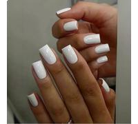 GlamRays - 24 unghie a pressione bianco puro, Press-on Nails, unghia falsa extra corta quadrata adesiva, gel lucido, set di unghie finte acriliche trasparenti