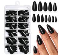 GlamRays 240 pezzi nero Mandorle Press On Nails Lunghi Finte Nails Press ons, Falso Akryl Nails Press on Nails Mandorle Colla su unghie finte punte